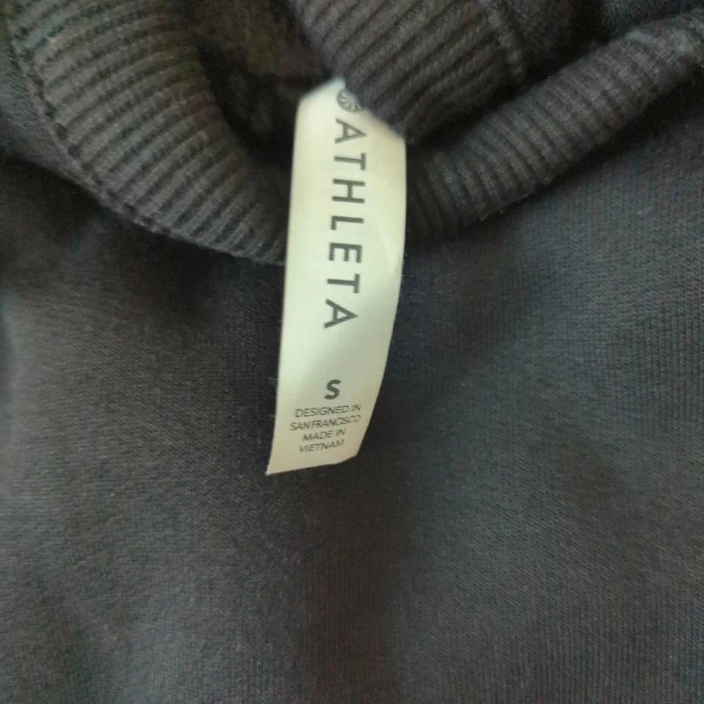 Athleta Solstice Reversible Sherpa Hoodie Sweatshirt Black Women's Small Warm - Picture 3 of 8